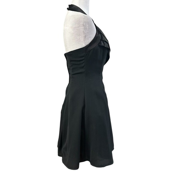 LA Glo Vintage Black Satin Trimmed Halter Dress Tulle Underneath Sz Sm - Picture 4 of 7